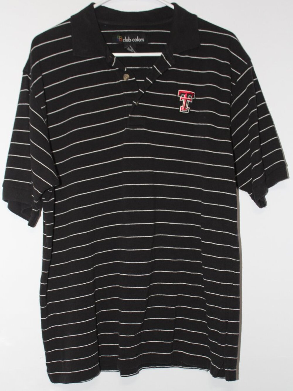 Texas Tech Red Raiders Club Colors Men’s Large Black Striped Polo Shirt NCAA